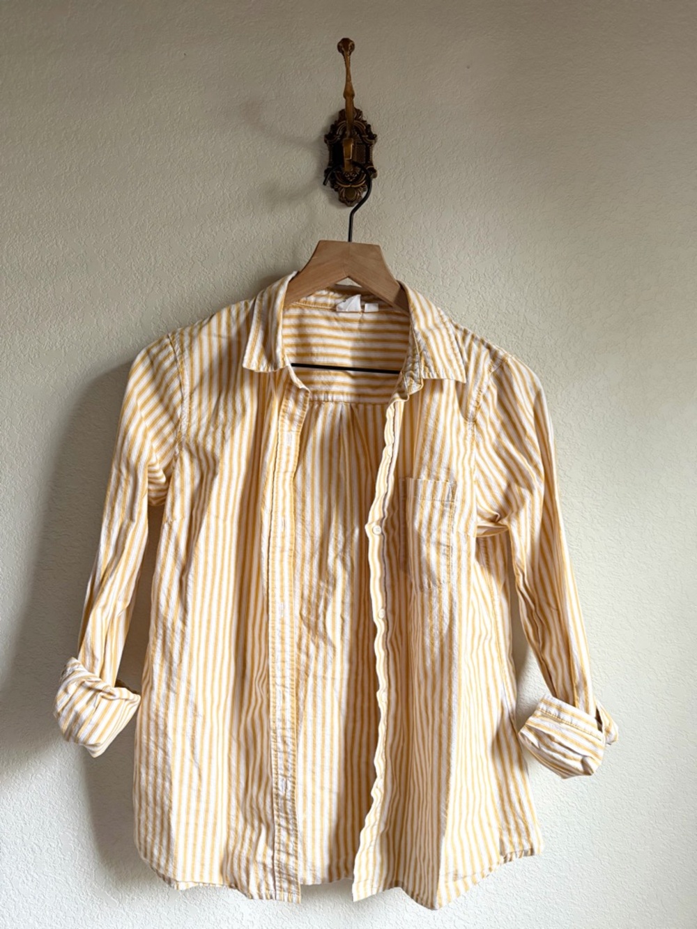 GAP Yellow and White Striped Shirt